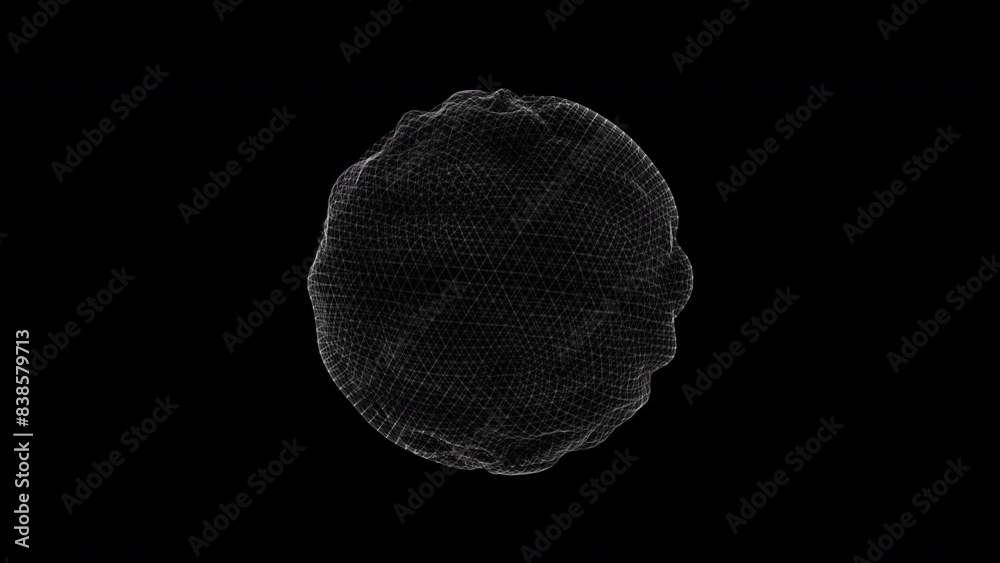 Moving noisy sphere of lines. Data connection. Mesh of particles. Loop Moving noisy sphere of lines. Data connection. Mesh of particles. Loop