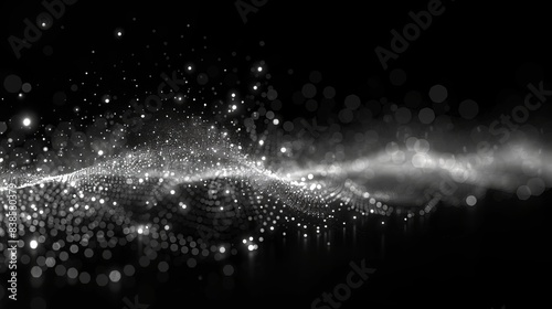 Pixel disintegration background with decay effect Dispersed dotted pattern Concept of disintegration with pixel mosaic textures of simple square particles Vector illustration on black photo