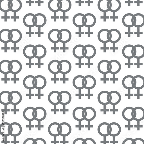 Vector seamless pattern with gender female symbols grey icon on a white background. LGBT flag, LGBT Pride Month, LGBT Pride. Female symbols icon logo design