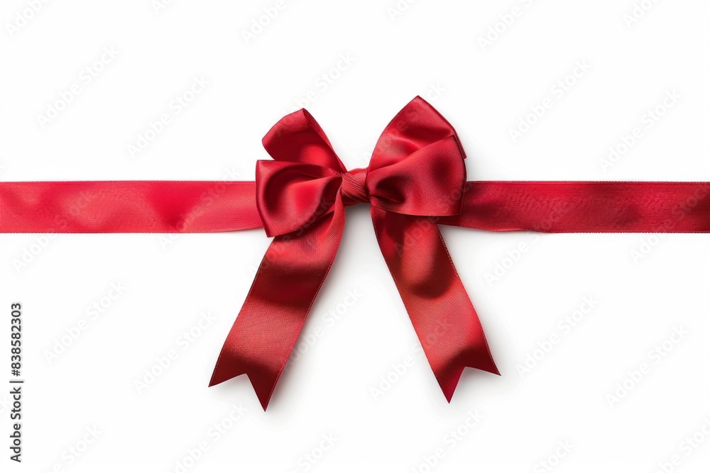 Red bow and ribbon for decorate your wedding invitation card or greeting card Red bow and ribbon for decorate your wedding invitation card or greeting card