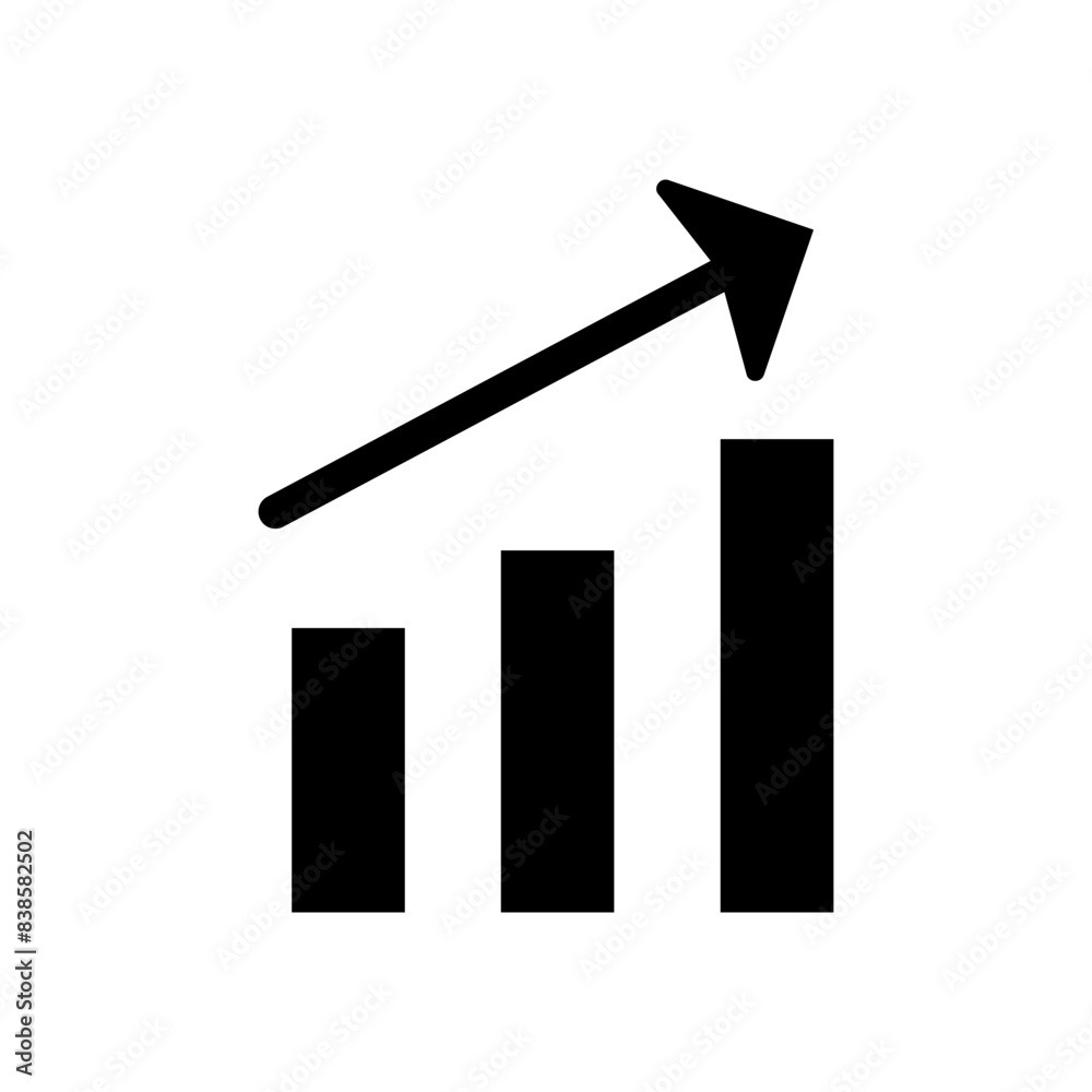 Graph Bar Increase icon in flat style isolated on white background Graph Bar Increase icon in flat style isolated on white background