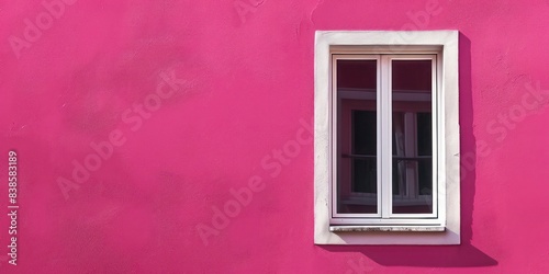 Empty Pink Painted Wall with White Window, llustration for cover, card, postcard, interior design, banner, poster, brochure or presentation - AI Generated