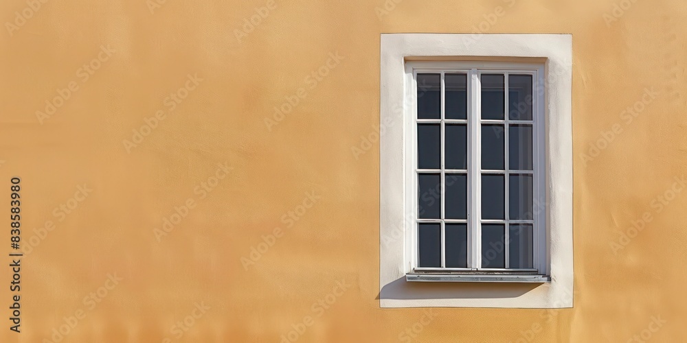 Empty Light Brown Painted Wall with White Window, llustration for cover, card, postcard, interior design, banner, poster, brochure or presentation - AI Generated Empty Light Brown Painted Wall with White Window, llustration for cover, card, postcard, interior design, banner, poster, brochure or presentation - AI Generated