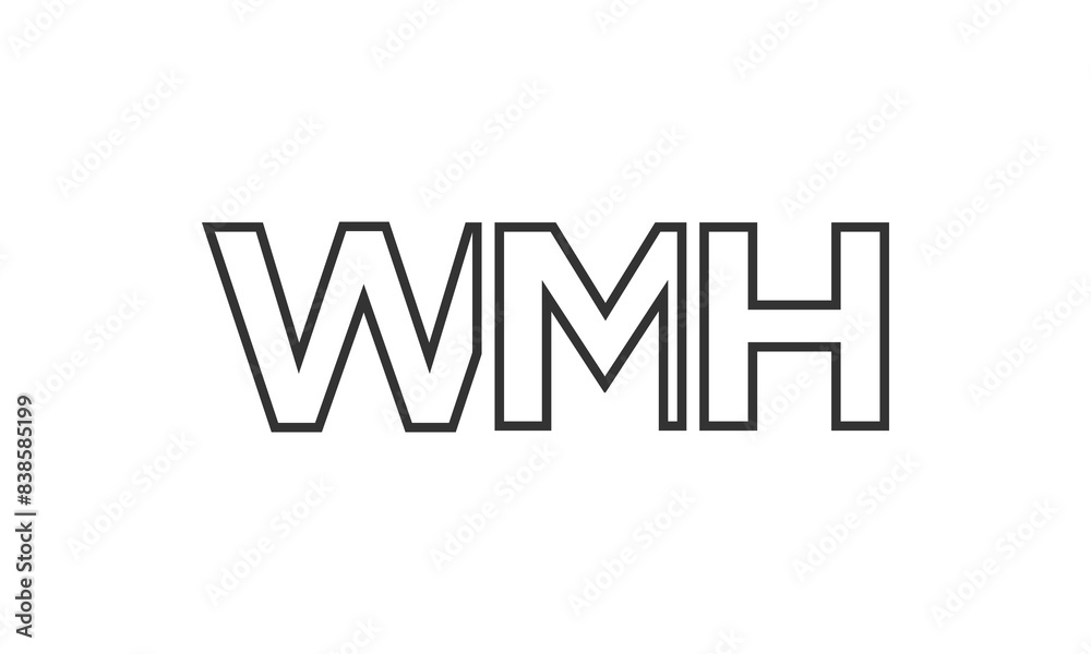 Fototapeta premium WMH logo design template with strong and modern bold text. Initial based vector logotype featuring simple and minimal typography. Trendy company identity.
