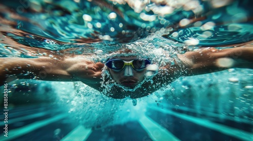 An underwater of a swimmer ...