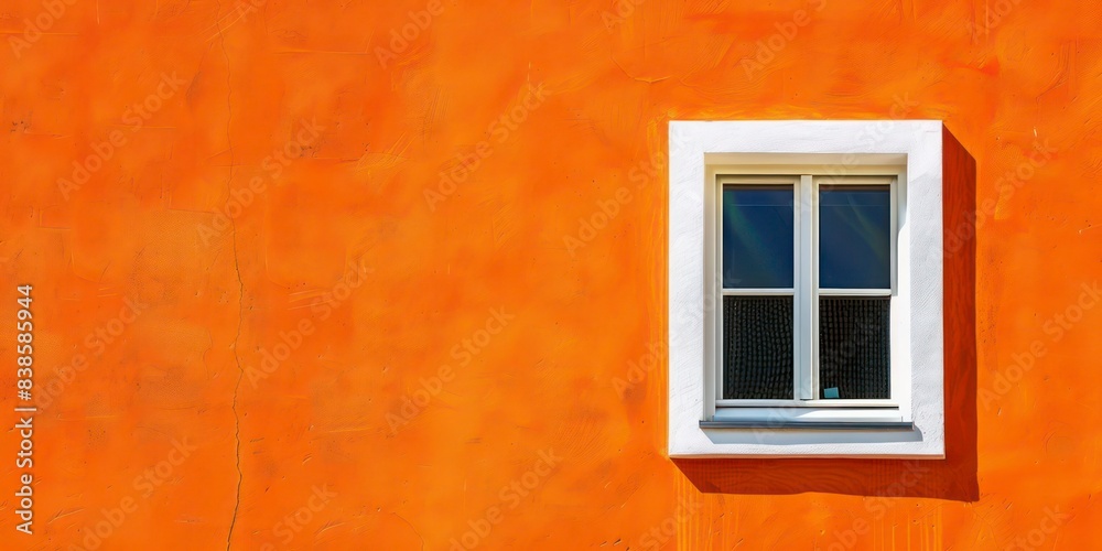 Empty Orange Painted Wall with White Window, llustration for cover, card, postcard, interior design, banner, poster, brochure or presentation - AI Generated Empty Orange Painted Wall with White Window, llustration for cover, card, postcard, interior design, banner, poster, brochure or presentation - AI Generated