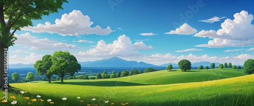 wonderful rural nature landscape, illustration photo