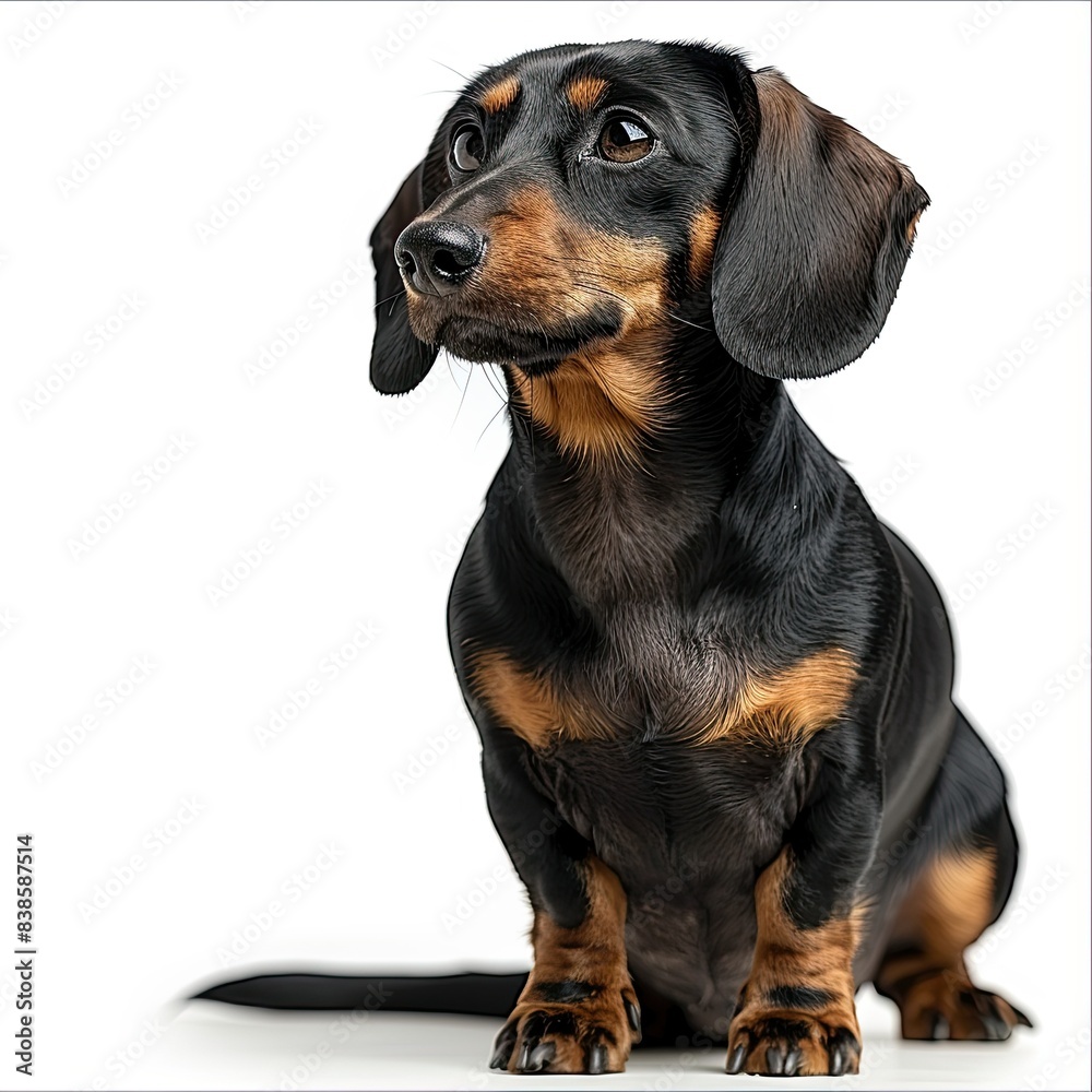 full long body dachshund standing up side profile