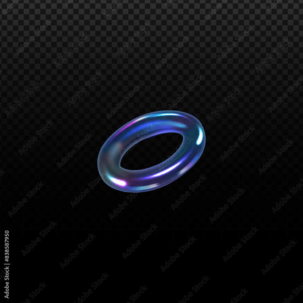 Glass torus in 3D vector with rainbow holography. Isolated background. Glass torus in 3D vector with rainbow holography. Isolated background.