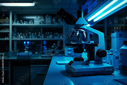 In the dimly lit confines of a medical laboratory, a digital microscope stands as a beacon of modernity and innovation, its sleek design and advanced features hinting at the cutting-edge technology wi