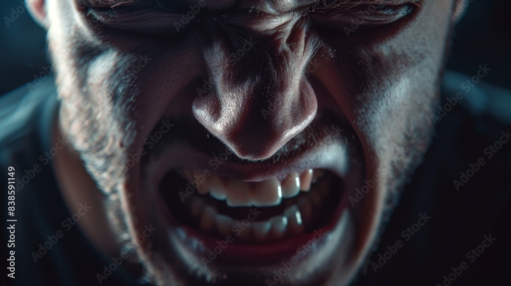 the mouth of a very stressed and upset man the mouth of a very stressed and upset man