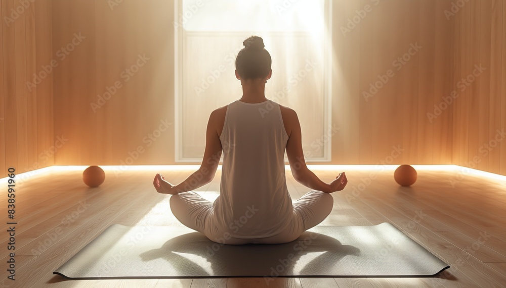 Calm yoga practice in mystical light Calm yoga practice in mystical light