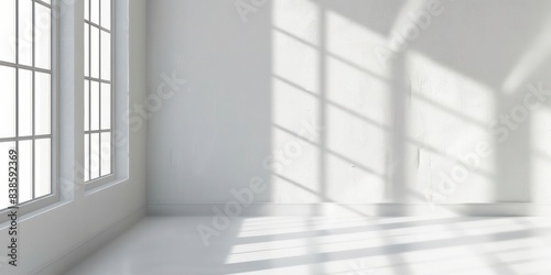 White Wall Background with Window and Window Shadow Copy Space, llustration for cover, card, postcard, interior design, banner, poster, brochure or presentation - AI Generated