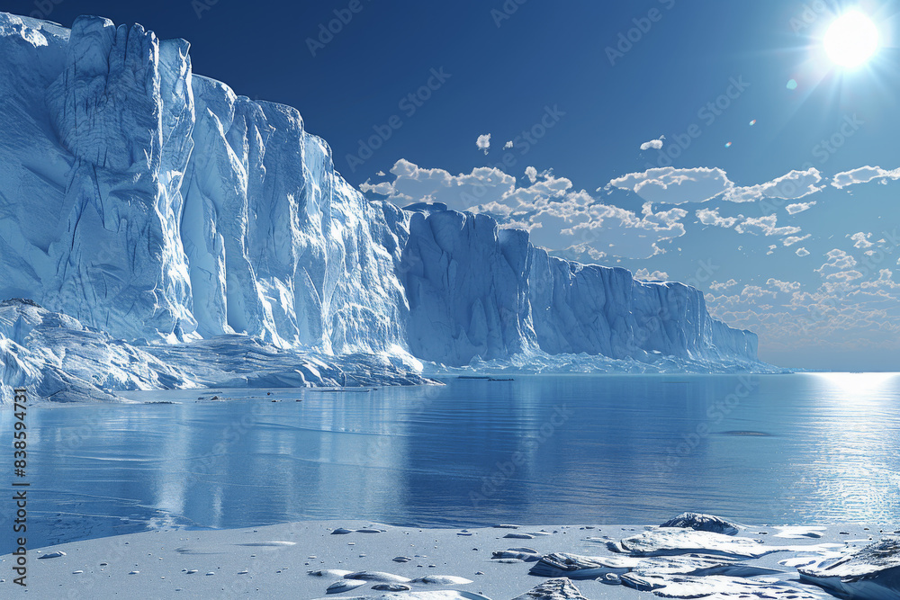 Majestic Arctic Ice Cliff Under Bright Sunlight