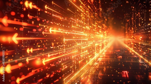 Binary code. Orange glowing background. Computer programming concept.