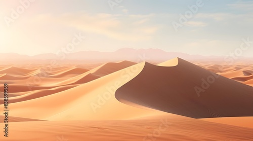 Desert sand dunes panorama. 3d render illustration. © Iman