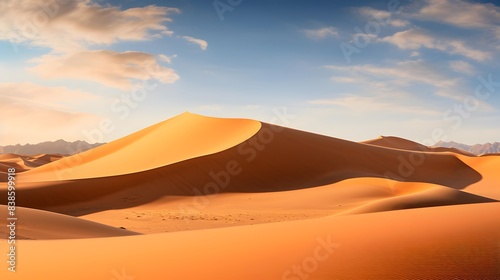 Panoramic view of sand dunes in Sahara desert  Morocco
