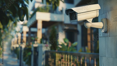 CCTV modern security camera outside a house