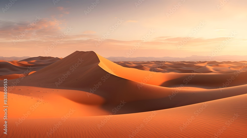 Sand dunes in the Sahara desert at sunset. 3d render Stock Photo ...