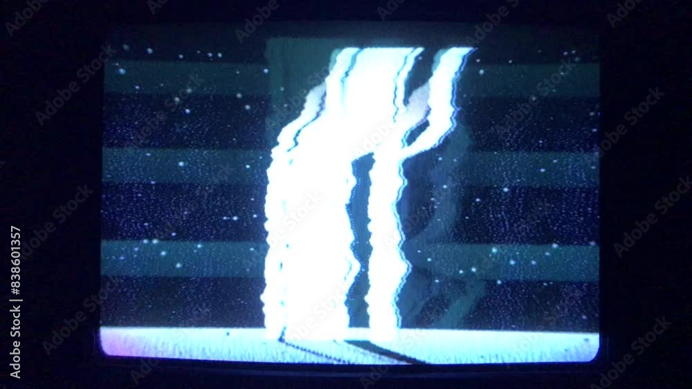 tv white noise static flicker abstract background detuned analog old screen retro television VHS grunge glitch wave effect bad signal grain distortion broadcast reception interference loop template	