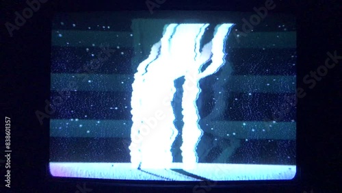 tv white noise static flicker abstract background detuned analog old screen retro television VHS grunge glitch wave effect bad signal grain distortion broadcast reception interference loop template	