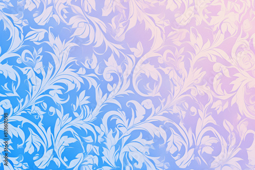 Wallpaper Mural Floral pattern in pastel colors with a gradient background from blue to pink Torontodigital.ca