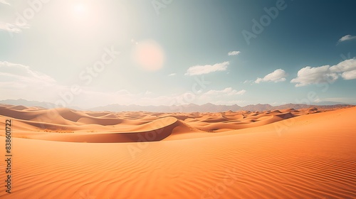 Beautiful panorama of sand dunes in the Sahara desert  Morocco