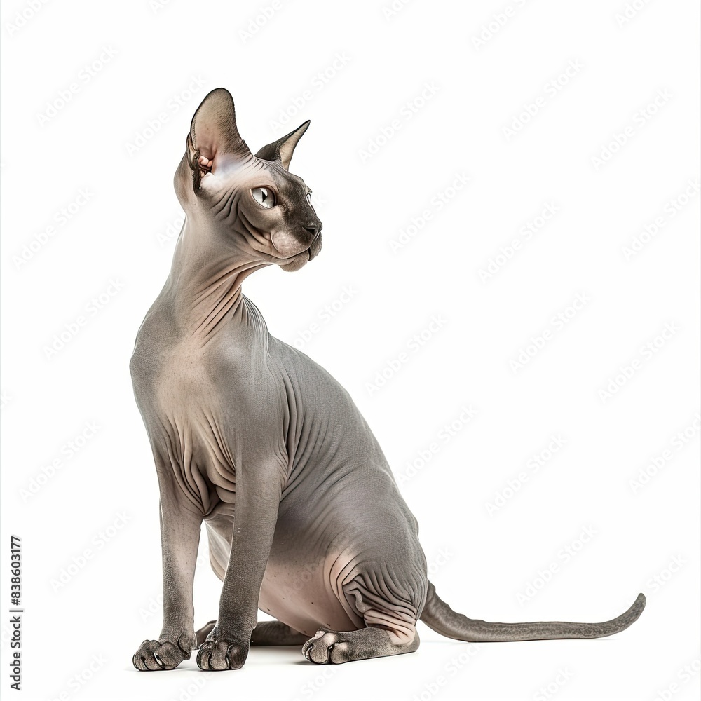 white background, a Sphynx Cat, full body 