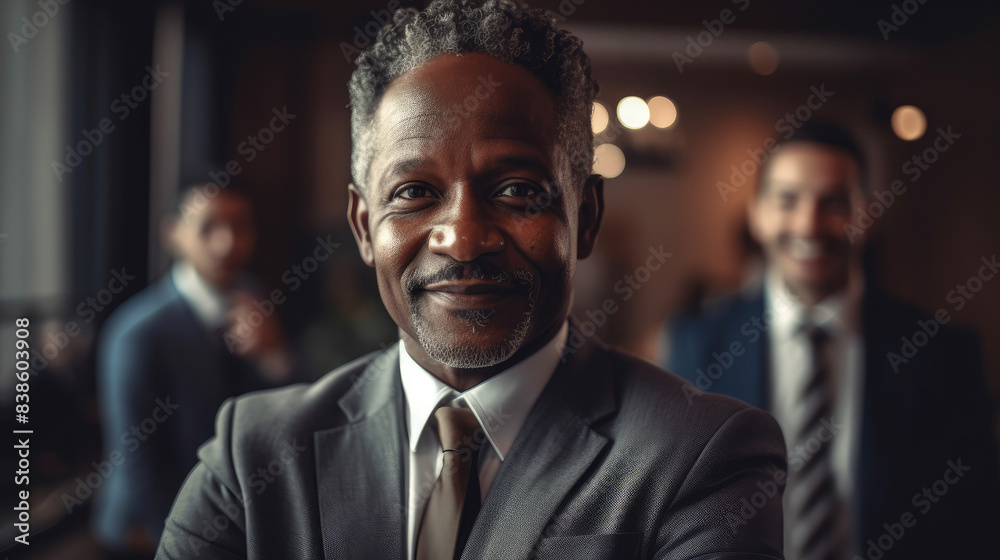 a businessman with his team in the background a businessman with his team in the background