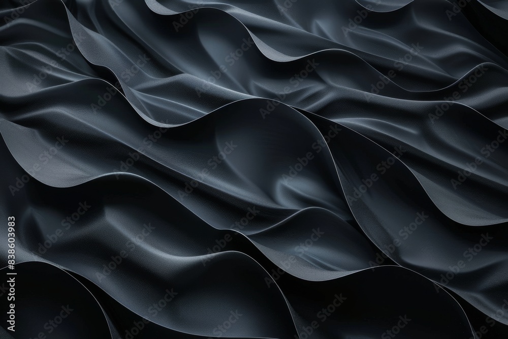 Fototapeta premium Dark background with dramatic black waves, deep shadows, and high contrast for a mysterious and intense design