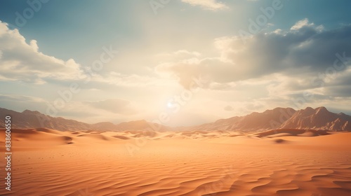 sunset over the desert  3d render illustration of desert landscape