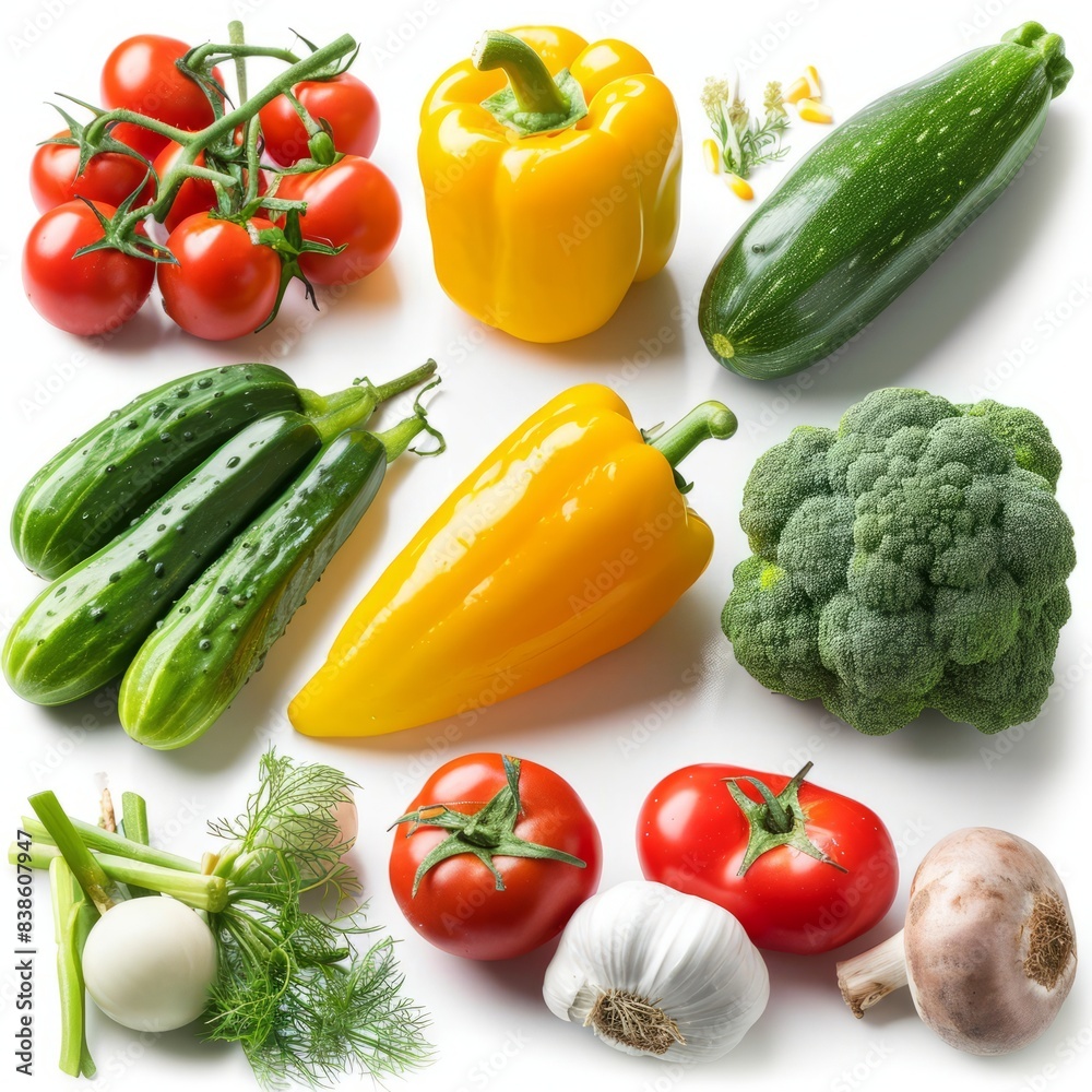 A variety of Fresh vegetables on a white background A variety of Fresh vegetables on a white background