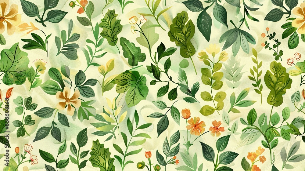 Seamless Botanical Tile Background Design Seamless Botanical Tile Background Design