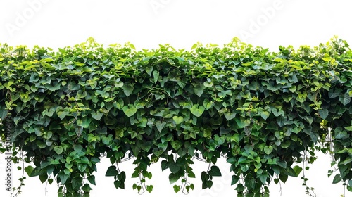lush green javanese jungle treeline with cascading grape ivy vines isolated on white background clipping path included photo