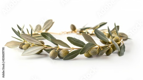 luxurious golden olive crown isolated on white background photo