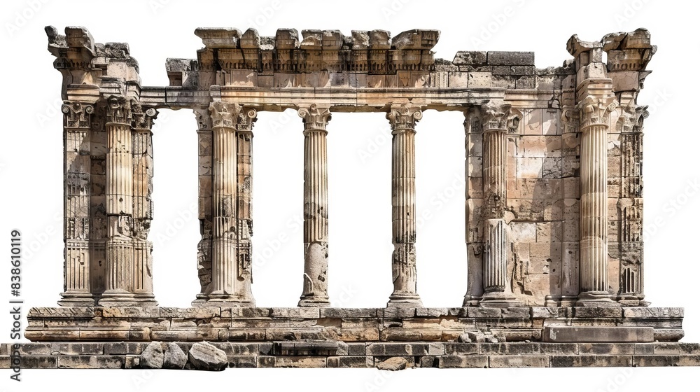 Fototapeta premium majestic ancient historical ruins isolated on white background cut out highresolution photo