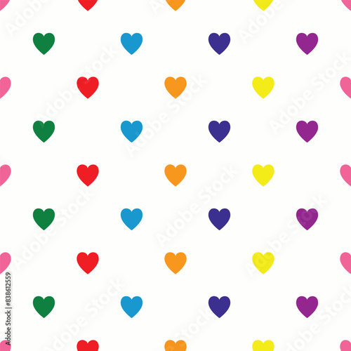 Rainbow heart seamless pattern.LGQBT color heart.