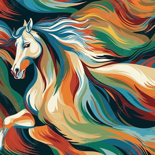Colorful horse in vector design © ENDing Studio