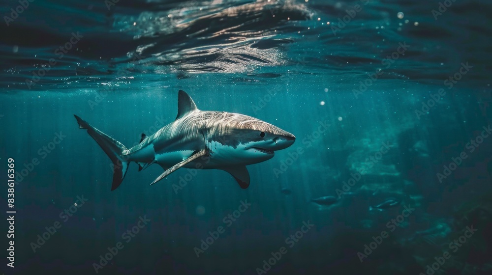 Fototapeta premium shark under the sea lurking