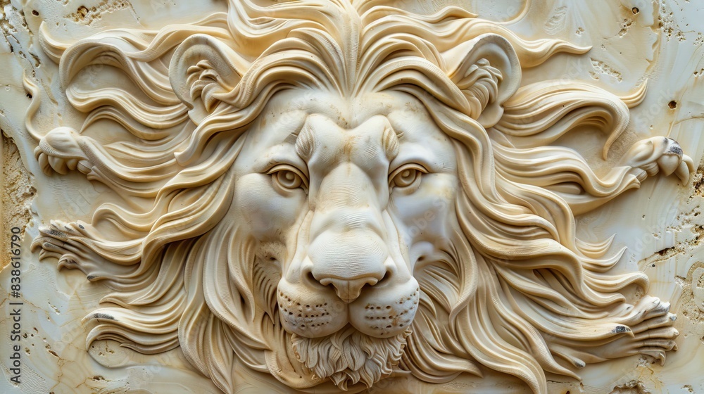 Beautiful animal 3d relief wallpaper. Mural wallpaper. AI generated illustration Beautiful animal 3d relief wallpaper. Mural wallpaper. AI generated illustration