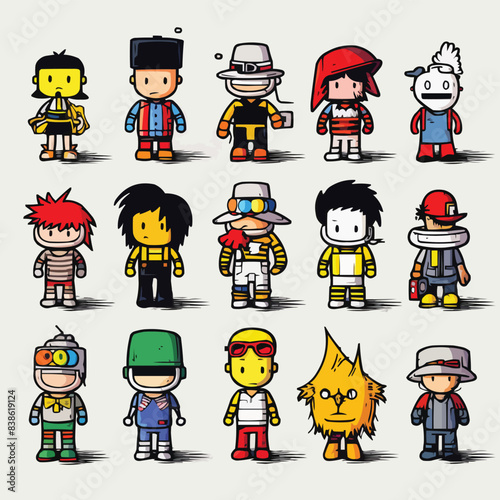 Set of Cute Cartoonish Characters