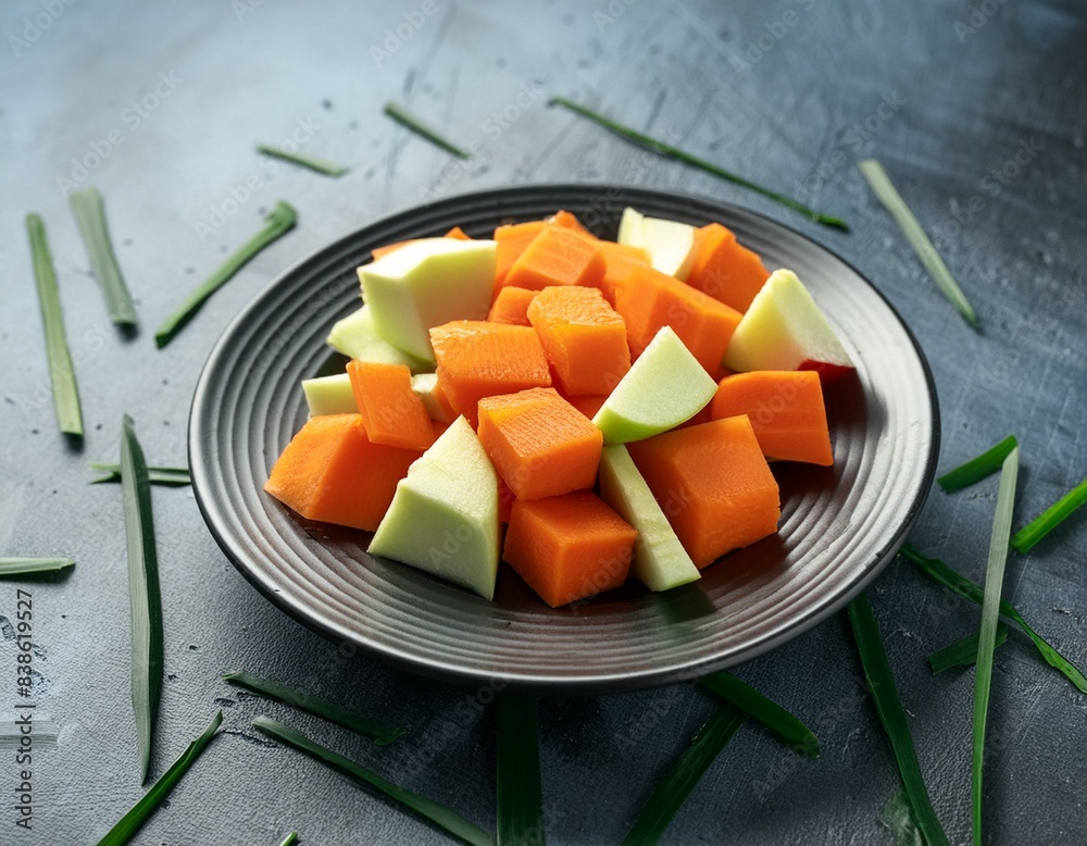 Close up of vegetable puree baby food with apple and carrot chopped in a blender for newborns Background texture of newborn s food Close up of vegetable puree baby food with apple and carrot chopped in a blender for newborns Background texture of newborn s food