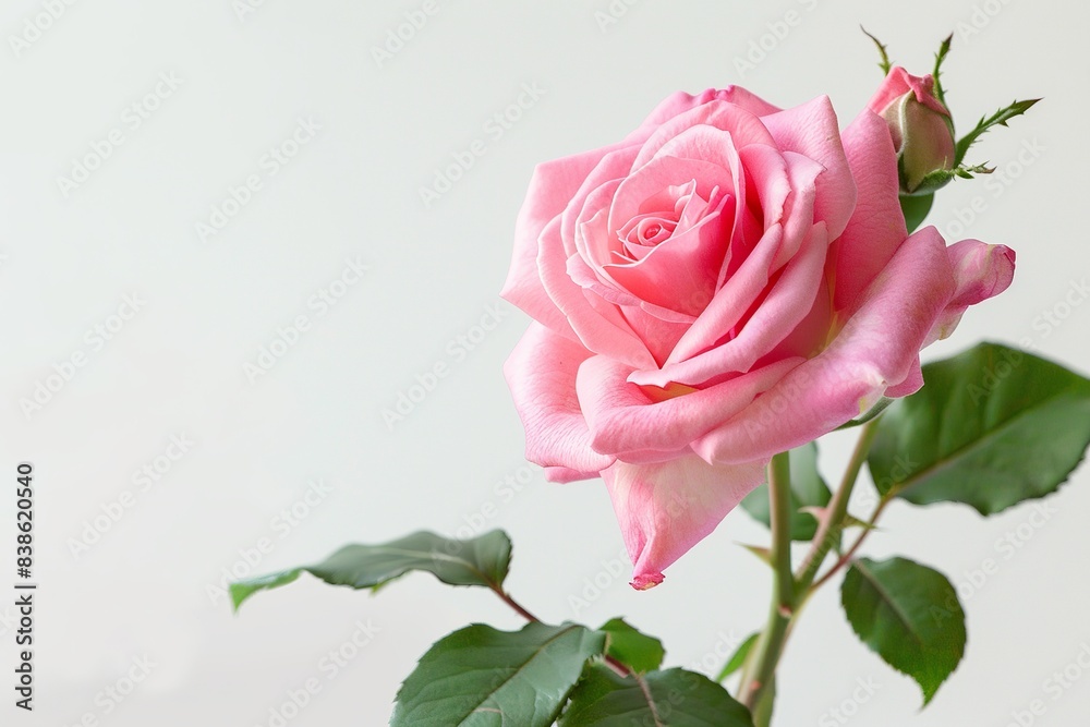 Naklejka premium Pink Rose Isolated on White Background. Beautiful Rose Flower