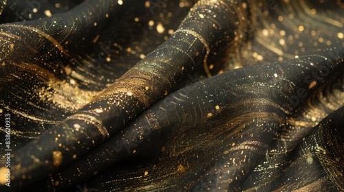 Gold flecked black silk fabric