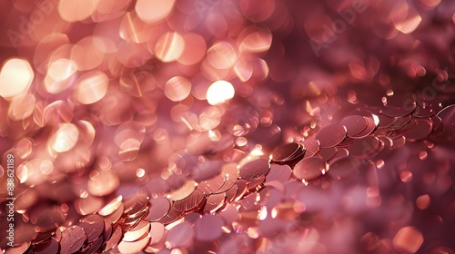Rose gold sequins with light reflections