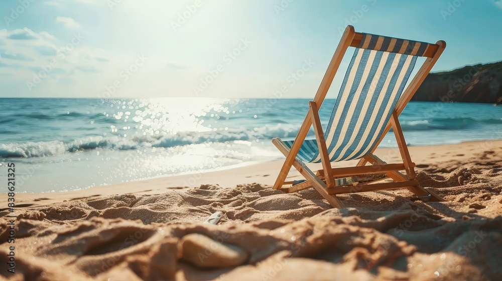 Beach Chair Facing the Ocean on a Sunny Day Beach Chair Facing the Ocean on a Sunny Day