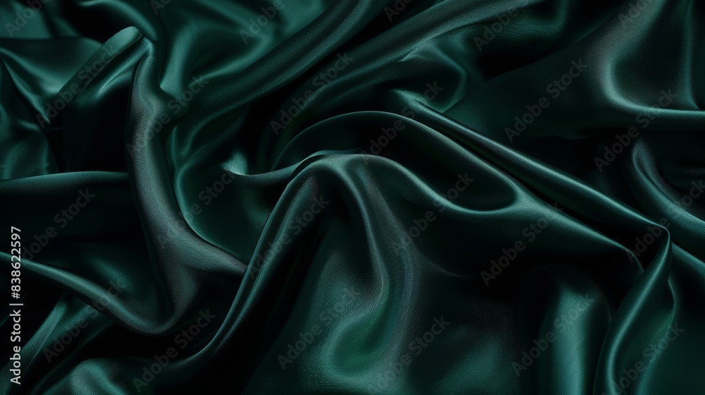 Fototapeta premium Dark emerald silk with a soft sheen