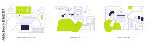 Smart house technology abstract concept vector illustrations.