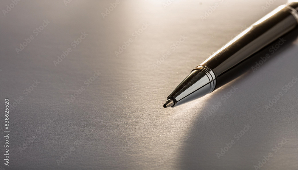 pen resting on blank white paper with ample space for text on the side, illuminated by soft backlight, symbolizing creativity, potential, and the beginning of new ideas pen resting on blank white paper with ample space for text on the side, illuminated by soft backlight, symbolizing creativity, potential, and the beginning of new ideas