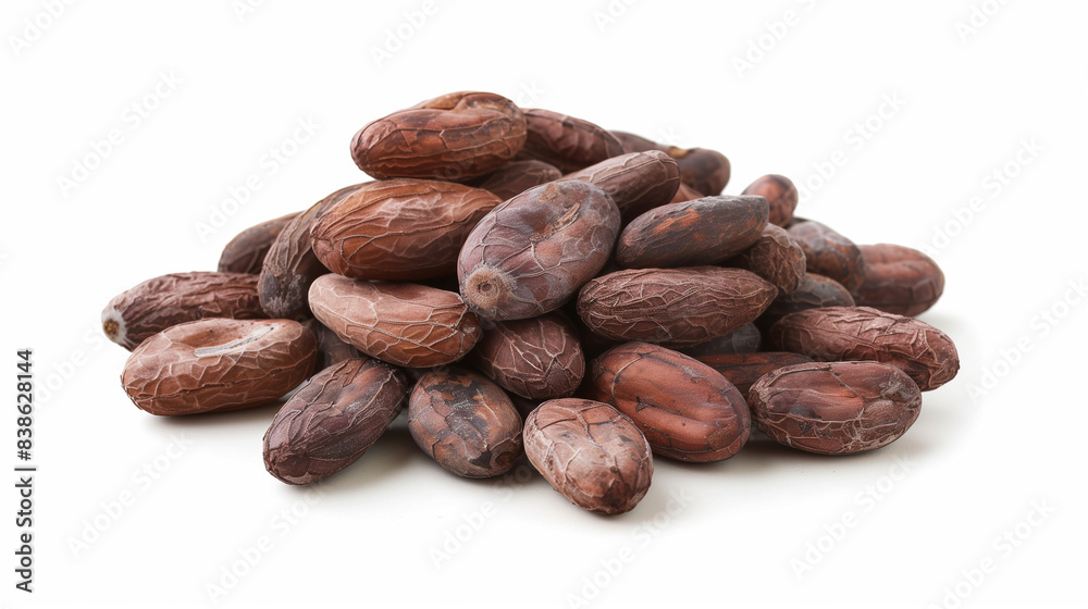 stack of pile of cocoa beans isolated on white background stack of pile of cocoa beans isolated on white background